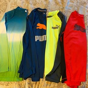 Boys (3) Puma & (1) LandsEnd long sleeve shirts